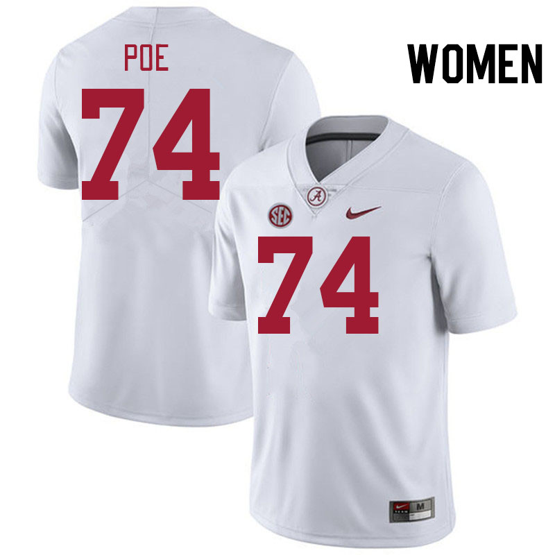 Women #74 Casey Poe Alabama Crimson Tide College Football Jerseys Stitched-White